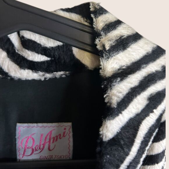 🦓 VTG BEL AMI GINZA TOKYO ZEBRA PRINT IMITATION HIDE COAT MEDIUM - Picture 6 of 7